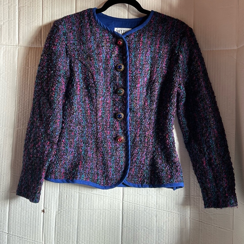 Multicolor Textured Button-Up Blazer - image 2